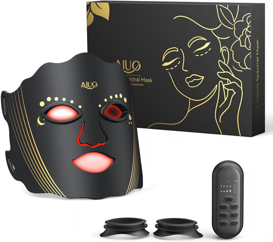 Red Light Therapy for Face, LED Face Mask Light Therapy, Rechargeable Red Light Therapy Mask for Face with Comfortable Light-Blocking Eye Protection & Timing Function at Home, Black