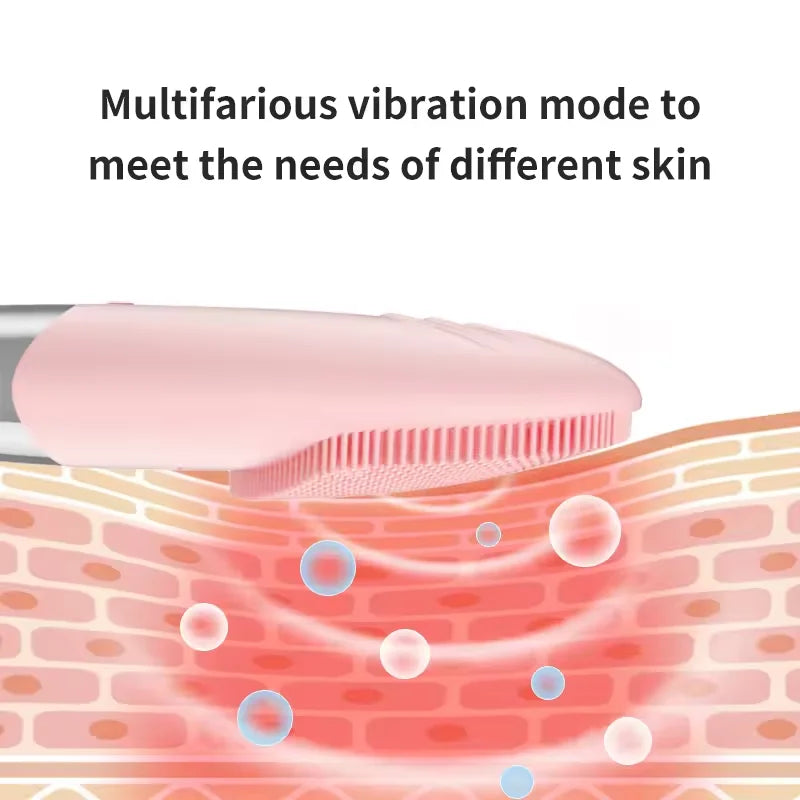 Electric Facial Cleansing Brush Silicone Square Charging Face Cleaner Motor Ultrasonic Cleaning Massage Tool