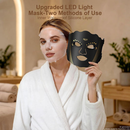Red Light Therapy for Face, LED Face Mask Light Therapy, Rechargeable Red Light Therapy Mask for Face with Comfortable Light-Blocking Eye Protection & Timing Function at Home, Black