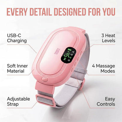 Heating Pad for Period Cramps – FSA&HSA Eligible Electric Menstrual Massage | 3 Heat & 4 Vibration Modes for Menstrual Pain Relief, PMS Support, Abdominal and Lower Back Comfort, 1800Mah Battery