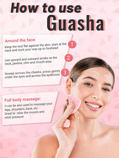 Gua Sha Face Roller Tools: Jade Roller Facial Tools for Skin Care - Facial Massager for Face, Eyes, Neck, Relieve Fine Lines and Wrinkles