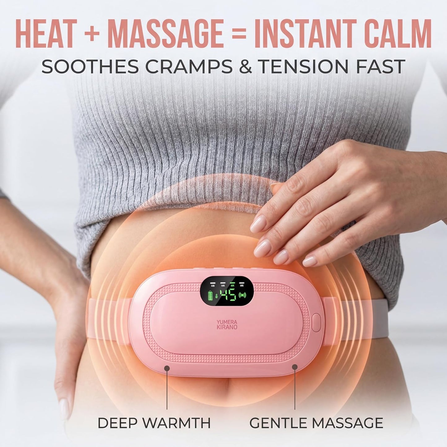 Heating Pad for Period Cramps – FSA&HSA Eligible Electric Menstrual Massage | 3 Heat & 4 Vibration Modes for Menstrual Pain Relief, PMS Support, Abdominal and Lower Back Comfort, 1800Mah Battery