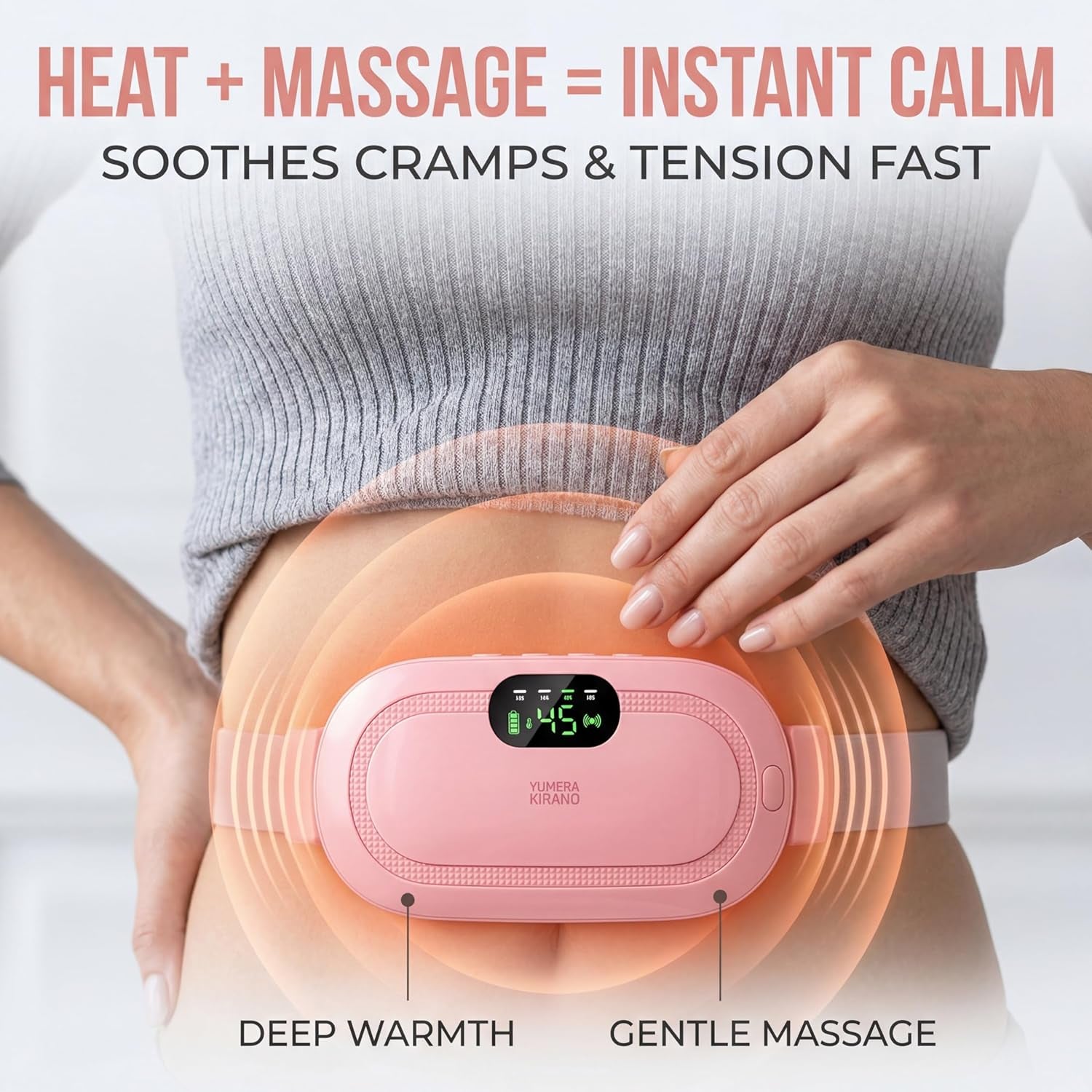 Heating Pad for Period Cramps – FSA&HSA Eligible Electric Menstrual Massage | 3 Heat & 4 Vibration Modes for Menstrual Pain Relief, PMS Support, Abdominal and Lower Back Comfort, 1800Mah Battery