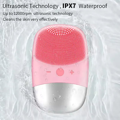 Electric Facial Cleansing Brush Silicone Square Charging Face Cleaner Motor Ultrasonic Cleaning Massage Tool